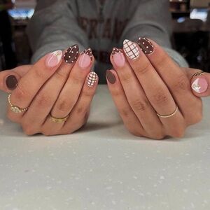 Fall/brown press on nails homemade